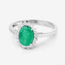1.34 Carat Genuine Zambian Emerald and White Diamond 10K White Gold Ring-9