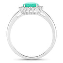 1.34 Carat Genuine Zambian Emerald and White Diamond 10K White Gold Ring-2
