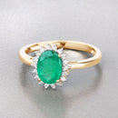 1.34 Carat Genuine Zambian Emerald and White Diamond 10K Yellow Gold Ring-4