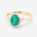 1.34 Carat Genuine Zambian Emerald and White Diamond 10K Yellow Gold Ring-6