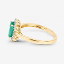 1.34 Carat Genuine Zambian Emerald and White Diamond 10K Yellow Gold Ring-7