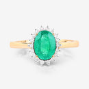 1.34 Carat Genuine Zambian Emerald and White Diamond 10K Yellow Gold Ring-9