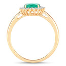 1.34 Carat Genuine Zambian Emerald and White Diamond 10K Yellow Gold Ring-2