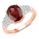 2.87 Carat Genuine Rhodolite and White Diamond 14K Rose Gold Ring-5