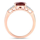 2.87 Carat Genuine Rhodolite and White Diamond 14K Rose Gold Ring-6