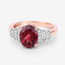 2.87 Carat Genuine Rhodolite and White Diamond 14K Rose Gold Ring-11