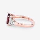 2.87 Carat Genuine Rhodolite and White Diamond 14K Rose Gold Ring-12