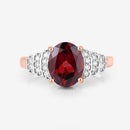 2.87 Carat Genuine Rhodolite and White Diamond 14K Rose Gold Ring-14