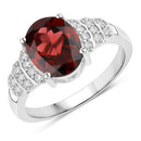 2.87 Carat Genuine Rhodolite and White Diamond 14K White Gold Ring-5