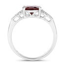 2.87 Carat Genuine Rhodolite and White Diamond 14K White Gold Ring-6