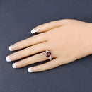 2.87 Carat Genuine Rhodolite and White Diamond 14K White Gold Ring-9