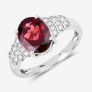 2.87 Carat Genuine Rhodolite and White Diamond 14K White Gold Ring-10