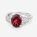 2.87 Carat Genuine Rhodolite and White Diamond 14K White Gold Ring-11