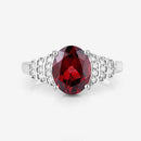 2.87 Carat Genuine Rhodolite and White Diamond 14K White Gold Ring-14