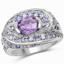 2.76 Carat Genuine Amethyst and Tanzanite .925 Sterling Silver Ring-5
