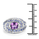 2.76 Carat Genuine Amethyst and Tanzanite .925 Sterling Silver Ring-7