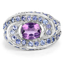 2.76 Carat Genuine Amethyst and Tanzanite .925 Sterling Silver Ring-8
