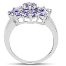 3.37 Carat Genuine Tanzanite and White Topaz .925 Sterling Silver Ring-5