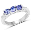 1.11 Carat Genuine Tanzanite .925 Sterling Silver Ring-5