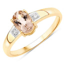 0.73 Carat Genuine Morganite and White Diamond 14K Yellow Gold Ring-2