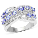 1.71 Carat Genuine Tanzanite and White Diamond .925 Sterling Silver Ring-5