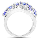 1.71 Carat Genuine Tanzanite and White Diamond .925 Sterling Silver Ring-6