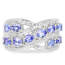 1.71 Carat Genuine Tanzanite and White Diamond .925 Sterling Silver Ring-8