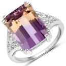 7.88 Carat Genuine Amethyst and White Topaz .925 Sterling Silver Ring-2