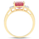 14K Yellow Gold Plated 4.01 Carat Glass Filled Ruby and White Diamond .925 Sterling Silver Ring-5