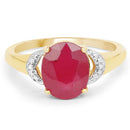 14K Yellow Gold Plated 4.01 Carat Glass Filled Ruby and White Diamond .925 Sterling Silver Ring-6
