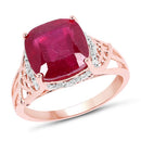 14K Rose Gold Plated 5.54 Carat Genuine Glass Filled Ruby & White Topaz .925 Sterling Silver Ring-5