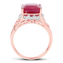 14K Rose Gold Plated 5.54 Carat Genuine Glass Filled Ruby & White Topaz .925 Sterling Silver Ring-6