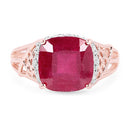 14K Rose Gold Plated 5.54 Carat Genuine Glass Filled Ruby & White Topaz .925 Sterling Silver Ring-7