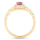 0.80 Carat Genuine Pink Sapphire and White Diamond 14K Yellow Gold Ring-6