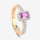 0.80 Carat Genuine Pink Sapphire and White Diamond 14K Yellow Gold Ring-8