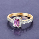 0.80 Carat Genuine Pink Sapphire and White Diamond 14K Yellow Gold Ring-9