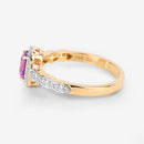 0.80 Carat Genuine Pink Sapphire and White Diamond 14K Yellow Gold Ring-11
