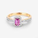 0.80 Carat Genuine Pink Sapphire and White Diamond 14K Yellow Gold Ring-12