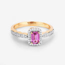 0.80 Carat Genuine Pink Sapphire and White Diamond 14K Yellow Gold Ring-14