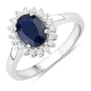 1.73 Carat Genuine Blue Sapphire and White Diamond 14K White Gold Ring-1
