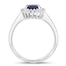 1.73 Carat Genuine Blue Sapphire and White Diamond 14K White Gold Ring-2