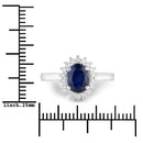 1.73 Carat Genuine Blue Sapphire and White Diamond 14K White Gold Ring-3
