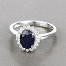 1.73 Carat Genuine Blue Sapphire and White Diamond 14K White Gold Ring-4