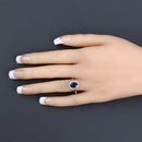 1.73 Carat Genuine Blue Sapphire and White Diamond 14K White Gold Ring-5