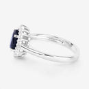 1.73 Carat Genuine Blue Sapphire and White Diamond 14K White Gold Ring-6