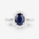 1.73 Carat Genuine Blue Sapphire and White Diamond 14K White Gold Ring-8