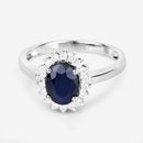 1.73 Carat Genuine Blue Sapphire and White Diamond 14K White Gold Ring-9