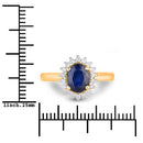 1.73 Carat Genuine Blue Sapphire and White Diamond 14K Yellow Gold Ring-3