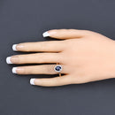 1.73 Carat Genuine Blue Sapphire and White Diamond 14K Yellow Gold Ring-5
