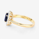 1.73 Carat Genuine Blue Sapphire and White Diamond 14K Yellow Gold Ring-6